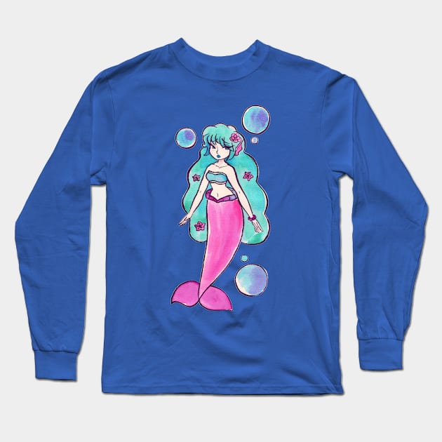 Watercolor Mermaid Long Sleeve T-Shirt by saradaboru